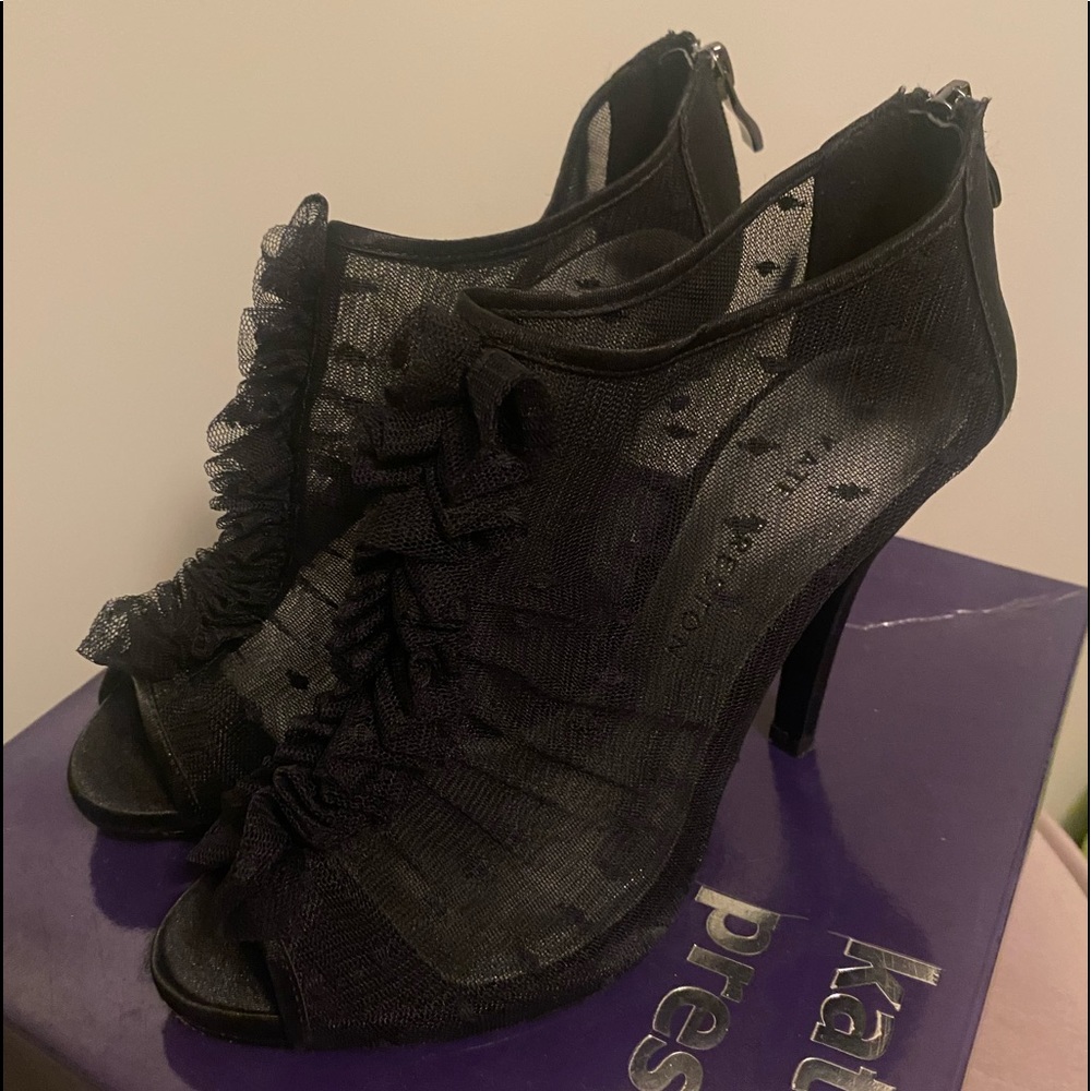 Kate Preston black lace heels